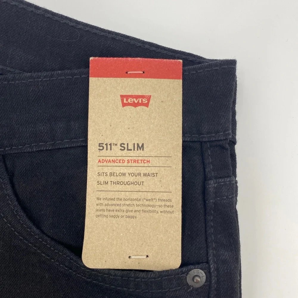 NEW Levi's 511 Jeans Slim Mens Tag 30x32 Fits 30x31 Black Advanced Stretch